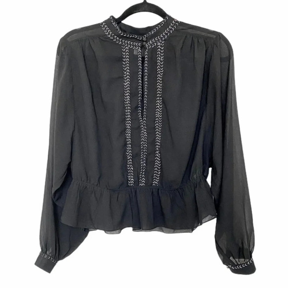 Free People Sheer Embellished Blouse - Picture 4 of 8